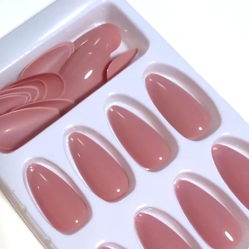 Pink almond press on nails